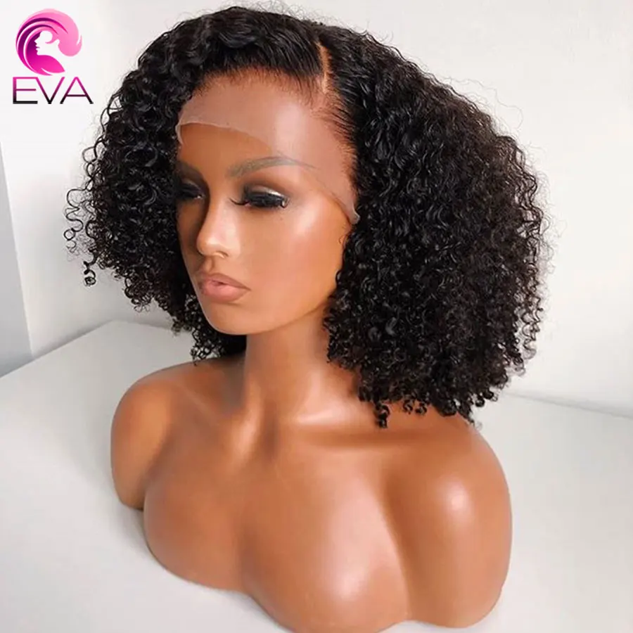 Eva волосы 180% дешевые 360 Кружева Фронтальные короткие боб бразильские Remy вьющиеся