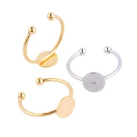 onwear 10pcs stainless steel gold plated circle pad bezel ring base blanks diy accessories for rings jewelry making