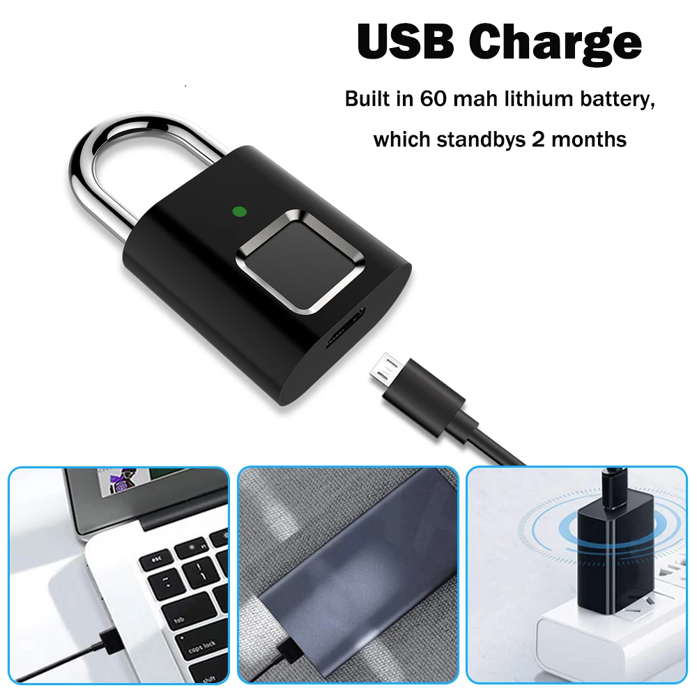 Водонепроницаемый смарт замок с отпечатком пальца и USB зарядкой|Электрический