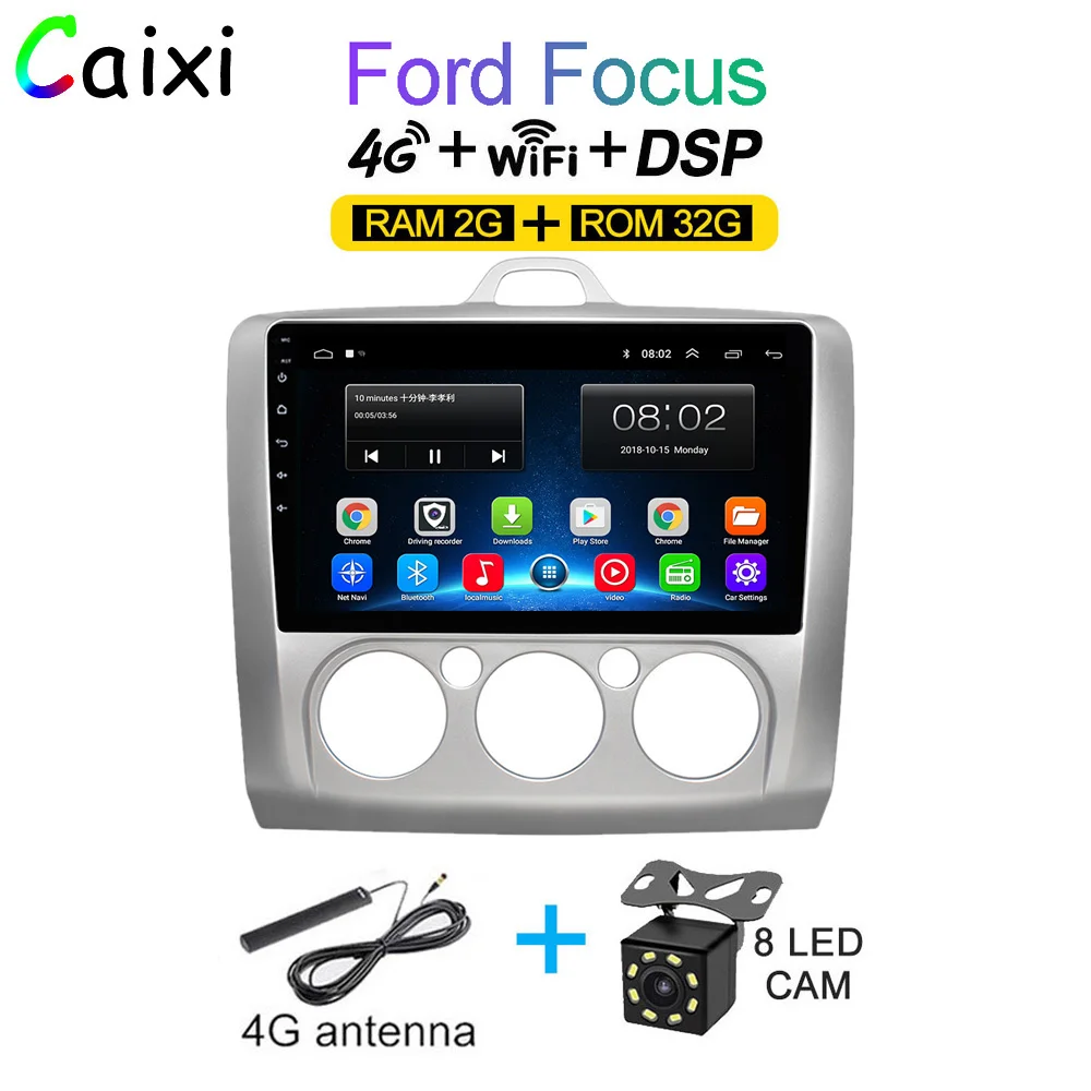 cx-fo-32G-4G-CAM CAIXI автомобильный Android 8,1 мультимедийный плеер для Ford Focus Exi MT AT 2 2004 2005 2006 2007 2008-2011 Автомобильный Радио gps навигация - Цвет: cx-fo-32G-4G-CAM