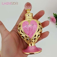 12ml vintage metal heart shape glass doterra essential oil dropper bottles arab style containers wedding decoration gift