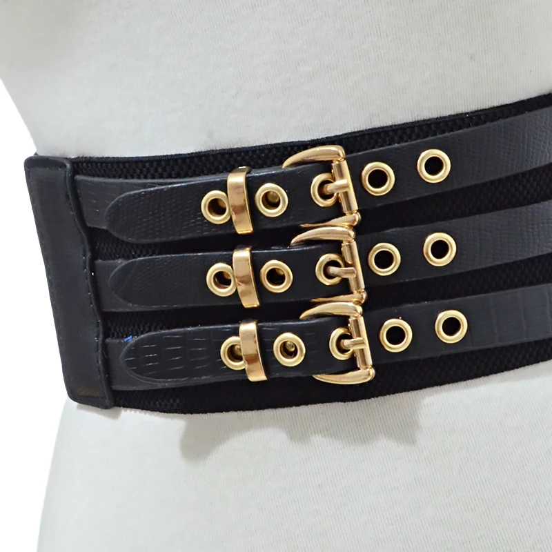

Classic women's faux leather stretch wide waistband women's Korean version of simple ultra wide waistband Bg-1447