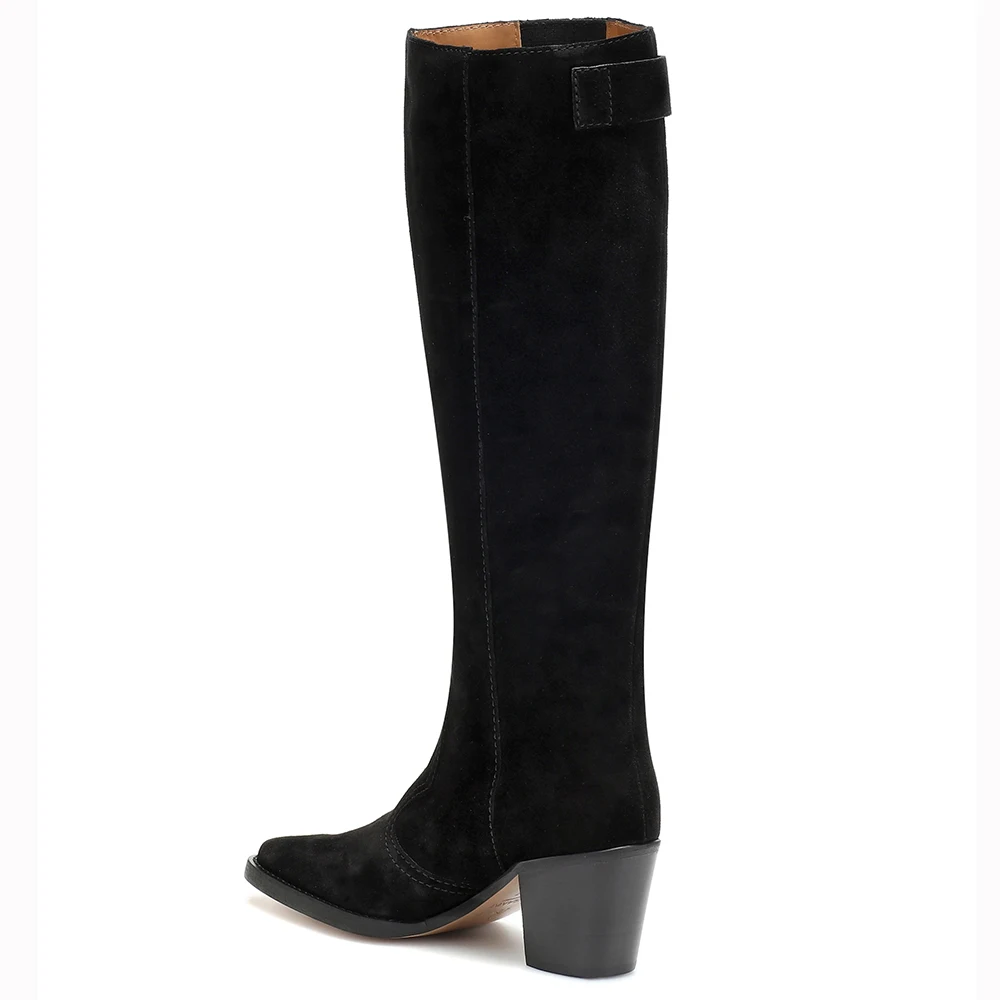 Сапоги до колена Техасские на блочном каблуке ковбойские сапоги для женщин