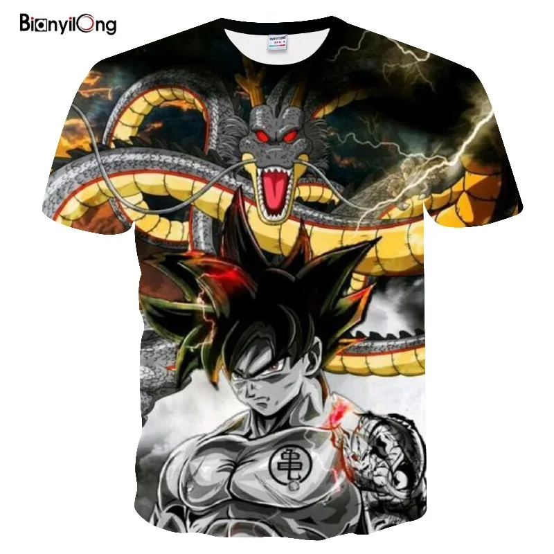 2019 новые футболки с драконом и мячом Z мужские летние повседневные 3D принтом