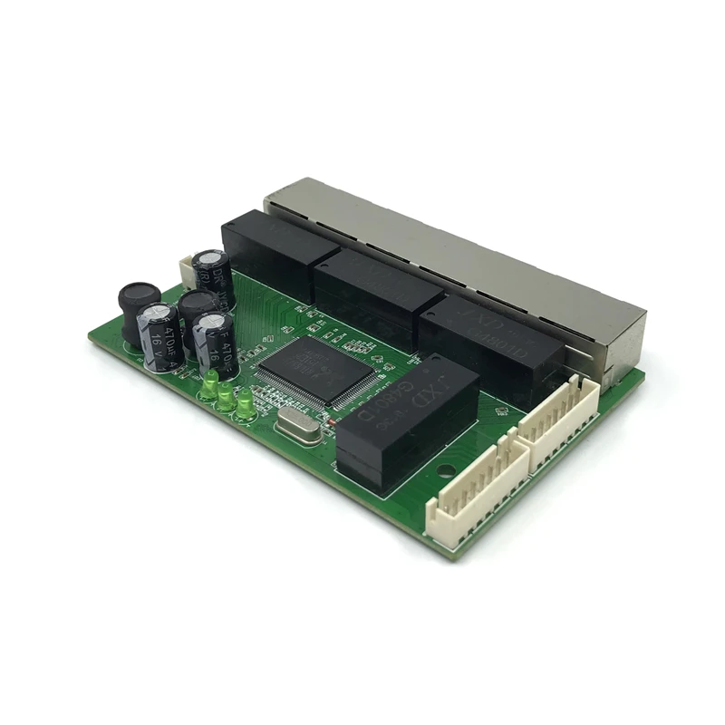 OEM PBC 8-портовый гигабитный Ethernet коммутатор 8 портов met 8-контактный разъем 10/100/1000 m концентратор 8way штекер питания печатная плата OEM schroef gat