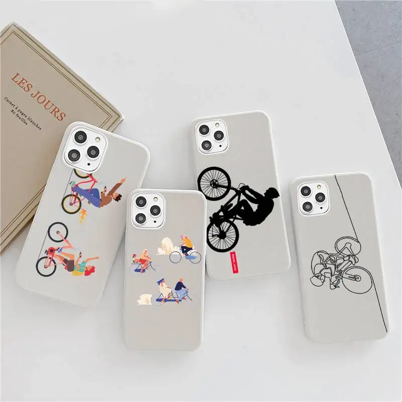 

Bicycle Bike Sport Phone Case Candy Color for iPhone 6 6S 7 8 11 12 XS X SE 2020 XR mini pro Plus MAX mobile bags soft shell