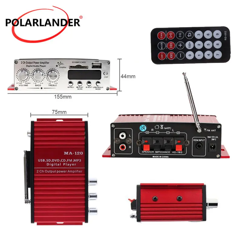 SD-карта оригинальный MP3 USB 12 в автомобильный стерео аудио усилитель 20WX2 RMS 2CH