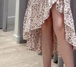 

Women Dress 2021 Summer New Romantic V-neck Printed Irregular Ruffled Floral Midi Dress