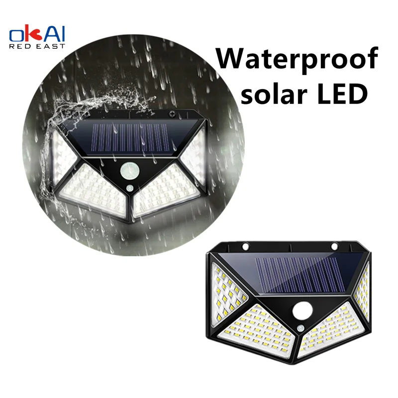 

100LED Solar Light Outdoor Motion Sensor PIR Wall Light Waterproof Solar Lamp Solar Powered Sunlight Garden Decoration 3 Modes