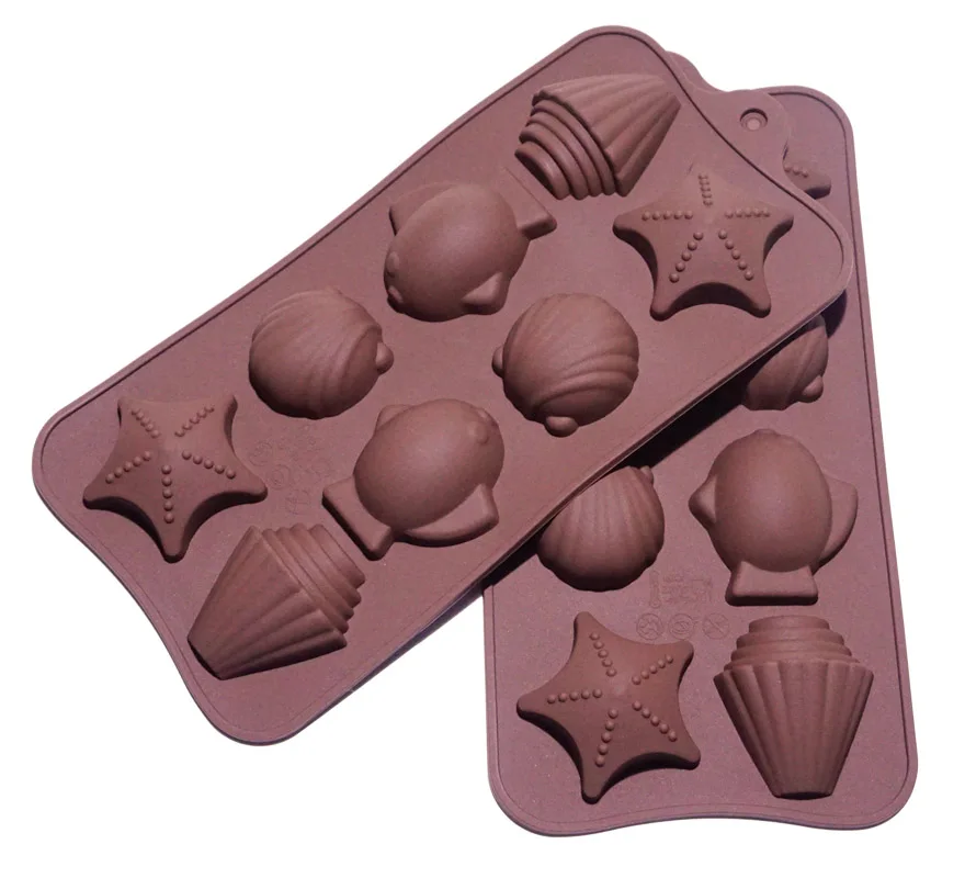 

8 Cells Silicone Material Marine Theme Starfish Conch Fsh Cake Molds Baking Tools Diy Tools For Candy Fondant Chocolate Molds