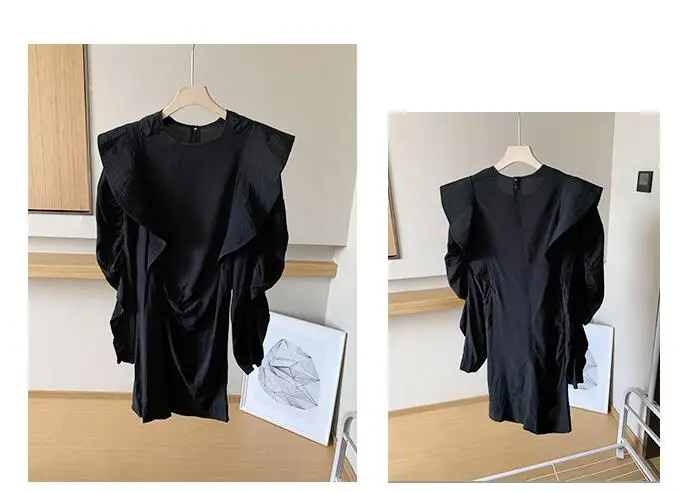 

Dress New Women Spring / Summer 2021 Ruffled Slim Long Sleeve Women's Mini Dress