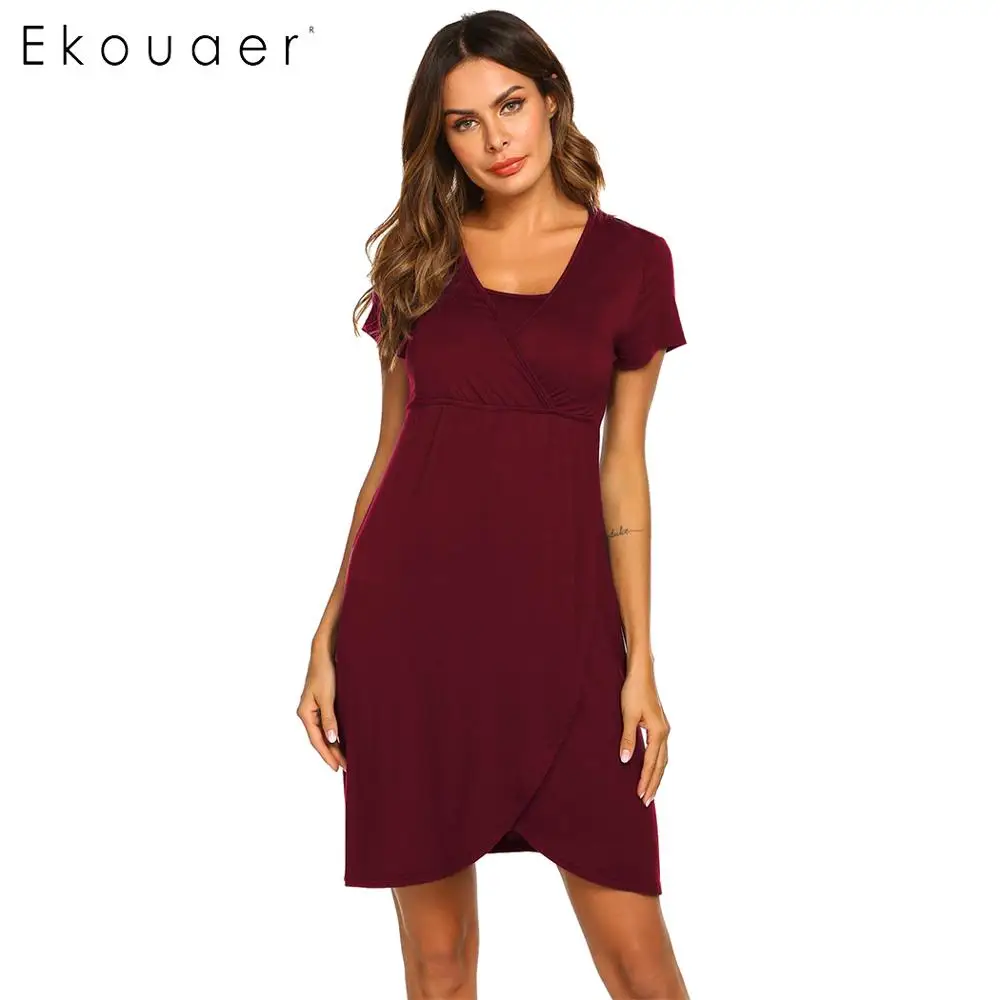 Ekouaer Женское ночное платье Ночная сорочка для беременных ночная рубашка кормящих