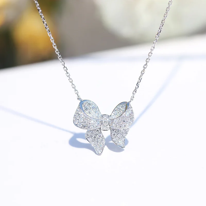 

2020 Fashion Simple Necklace Bow Silver Color Neckalces Women Jewelry Gift