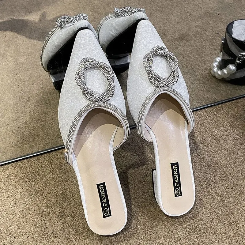 

2021 New Summer High Heels Slippers Sandals Shoes Woman Pointed Toe Slip-On Flip Flops Women Sandals Women Shoes Slippers Hot