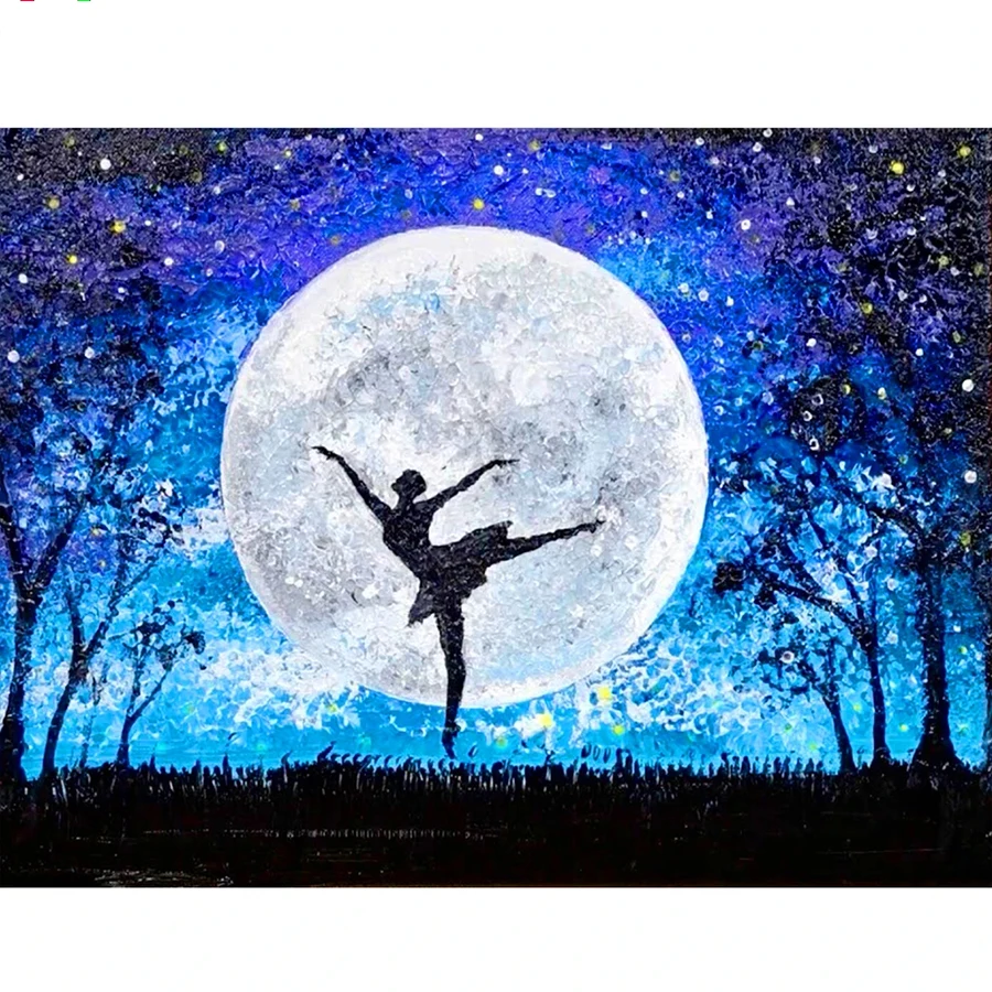 

Dancing Girls in moonlight 5d diy Diamond Painting Full Drill landscape Diamond Embroidery Mosaic art home decor drop shipping