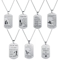 silver color stainless steel family necklace to my son daughter love dad mom tag pendant chain father mothers day birthday gifts