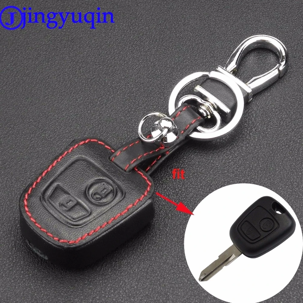 Кожаный чехол для автомобильного ключа jingyuqin Citroen c4 c5 Berlingo Picasso Xsara Aygo Peugeot 206 207 307 107