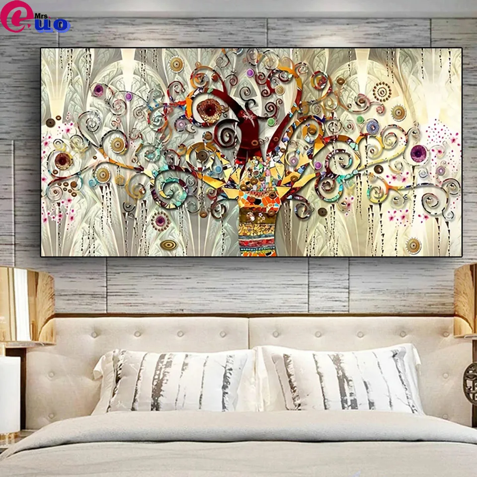 Tree of life by Gustav Klimt Landscape Wall Art Diamond Painting Full Square/Round Modern Wall Art Picture for Living Room