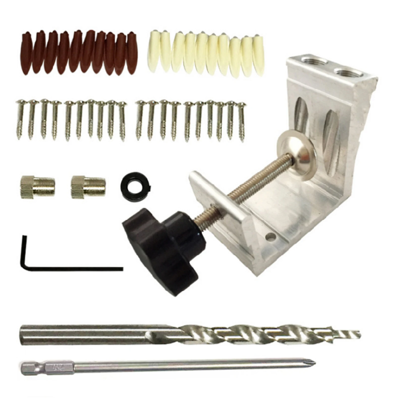 

47Pcs Positioner Pocket Jig Kit Heavy Duty Aluminum Pocket Hole Jig Woodworking Punch Locator Tool