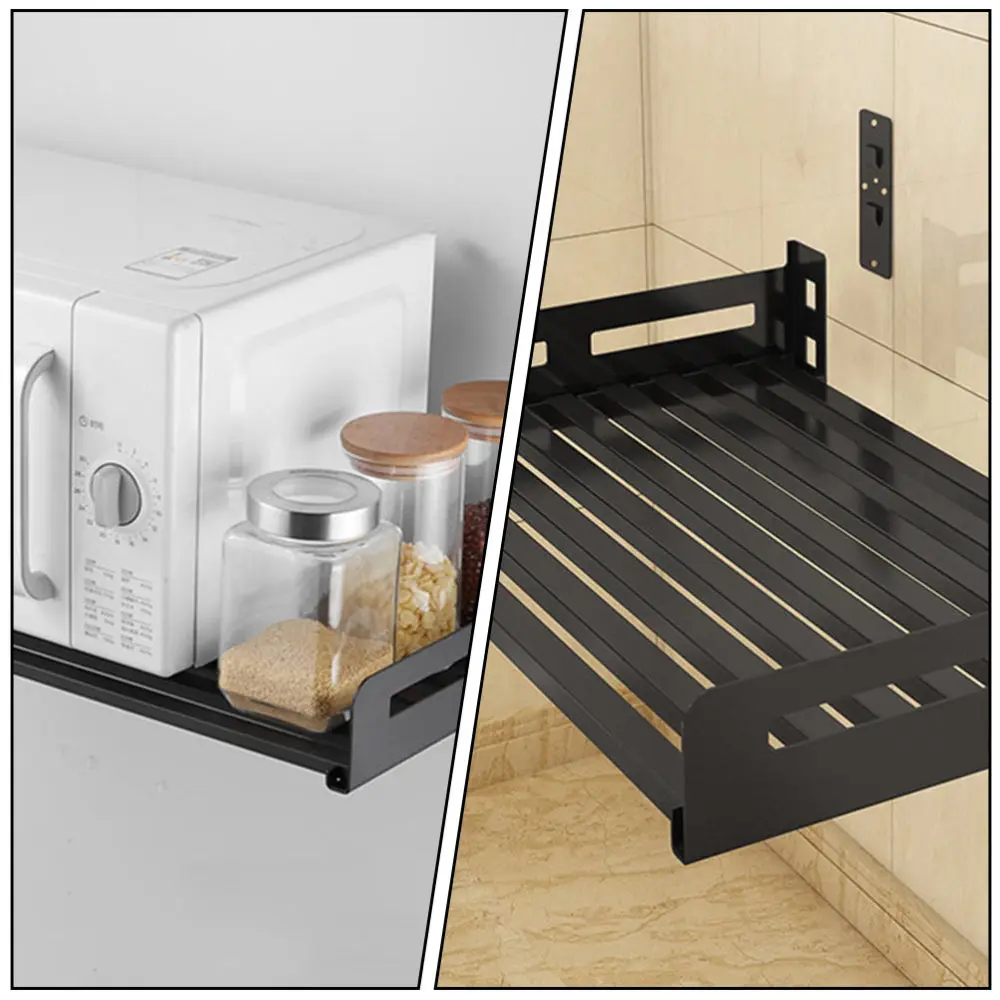 

1Pc Stainless Steel Microwave Rack Thicken Practical Oven Storage Shelf Black