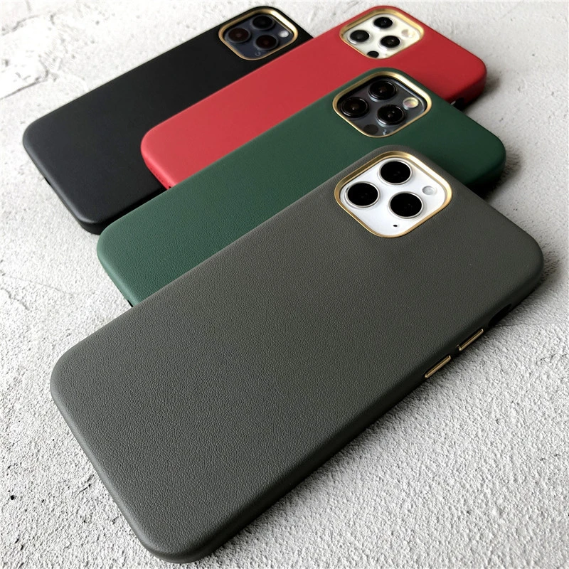 

Высококачественный чехол для телефона из натуральной кожи для iPhone 12 Pro Max 12 Mini, Роскошный чехол из натуральной кожи с металлическими пуговиц...