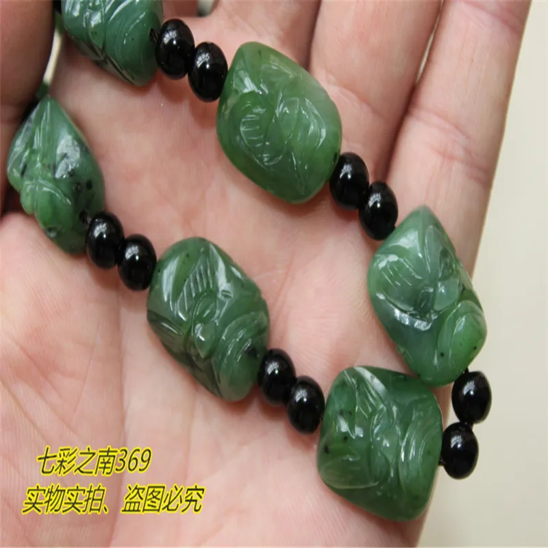Натуральное Нефритовое ожерелье Hetian материал семян Зеленые Бусины Lohan