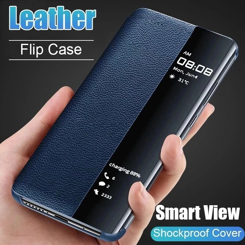 

Smart View Flip Case For Samsung Galaxy A50 A51 A71 A70 Note 10 9 8 S20 Ultra FE S10 Lite S9 S8 S7 Edge J4 J6 Plus A6 2018 Cover