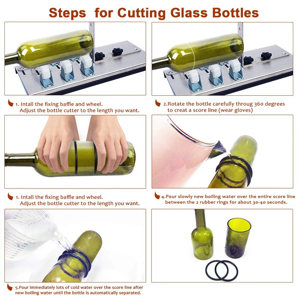

1 set Hot SaleGlass Bottle Cutter Cutting Machine for Cutting Wine Beer Whiskey Alcohol Champagne with Gloves Fixing Rubber Ring