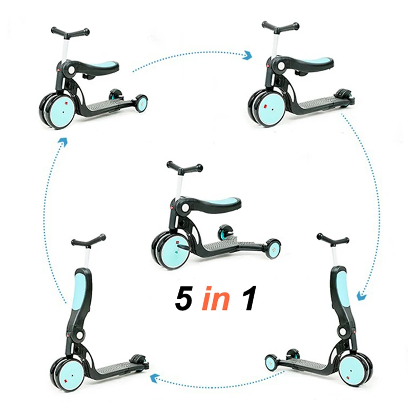 

Скутер Nadle Tri-Scoot 5-в-1, трехколесный велосипед/скутер/Балансирующий велосипед, скутер со складным сиденьем
