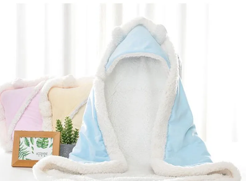 

Winter Baby Boys Girls Blanket Wrap Double Layer Fleece Baby Swaddle Sleeping Bag For Newborns Baby Bedding Blanket Kid