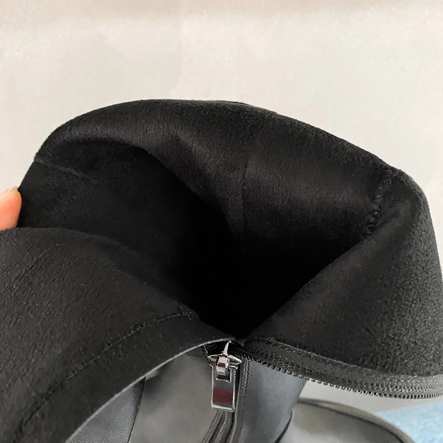 Simple Side Zipper Square Toe Chelsea Knee-Length Boots Large-Size Thick-Soled Inner Heightening Boots Women's Platform Boots