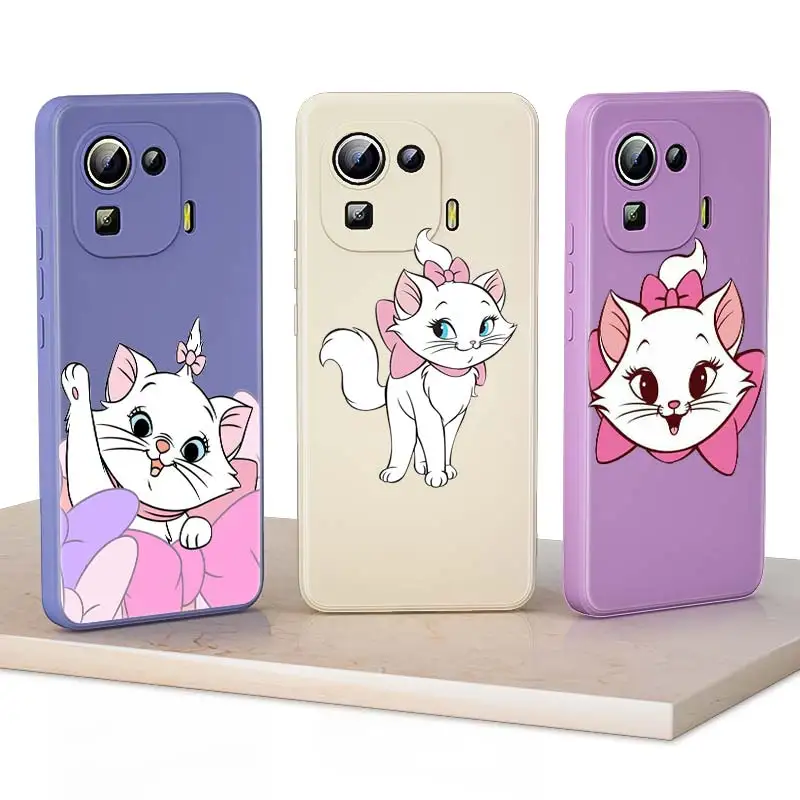 

Cute Pink Marie Cat Liquid Silicone Soft Capa For Xiaomi 11 Ultra 10T 10S 10i 10 9 11T 11i 9SE 8SE Pro Lite 5G Phone Case
