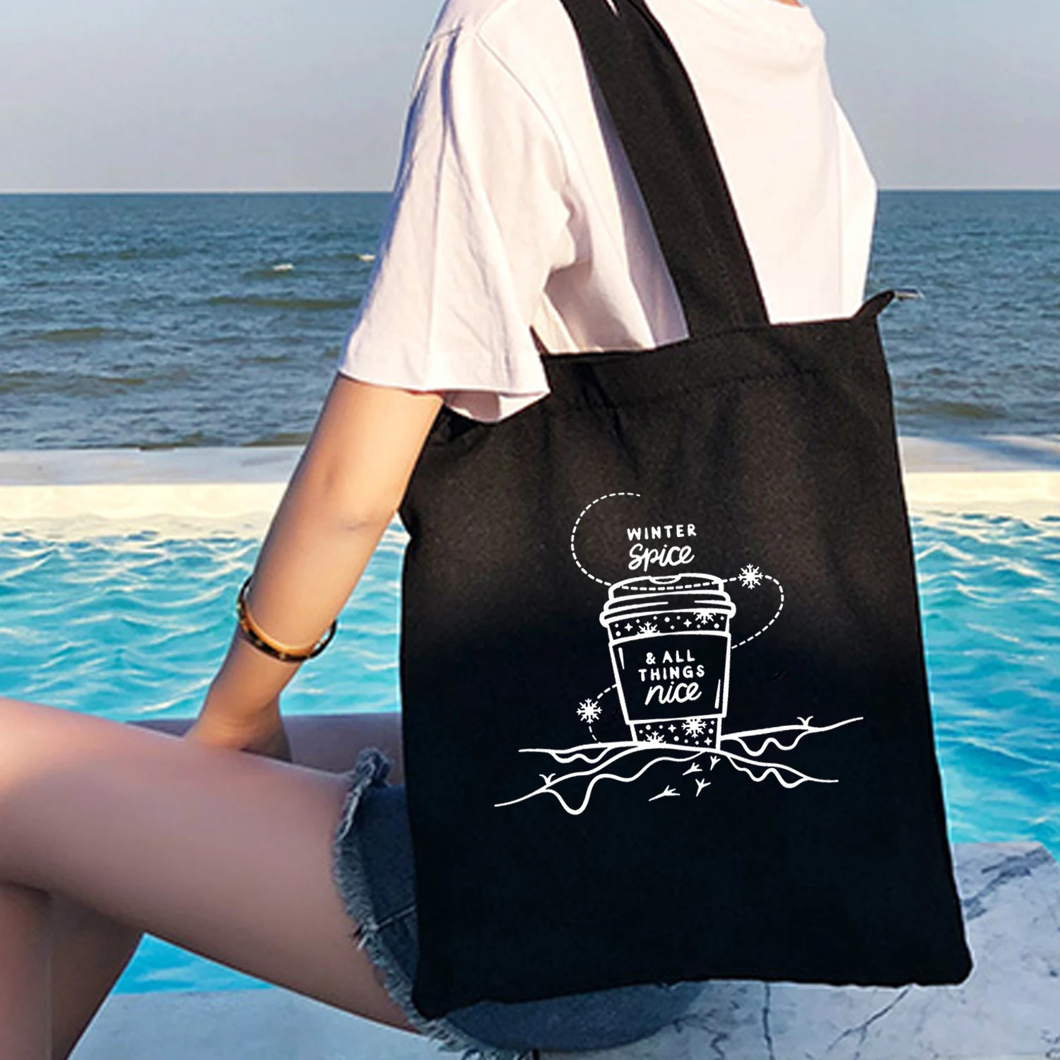 

Art Creative Graphics New Style Canvas Bag Student School Bag Korean-style Large Capacity Shoulder Portable Bag Environmentally