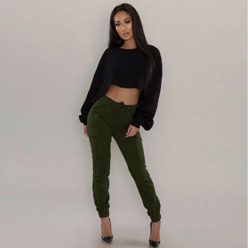 Женские Стрейчевые брюки тренировочные Простые штаны с манжетами для бега