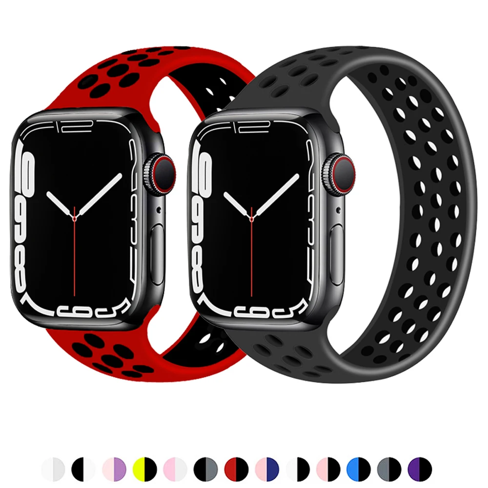 

Solo Loop strap for Apple Watch Band 45 41 44 40 42 38 mm Breathable Elastic Silicone bracelet iWatch 7/6/5/4/3/2/SE wristband