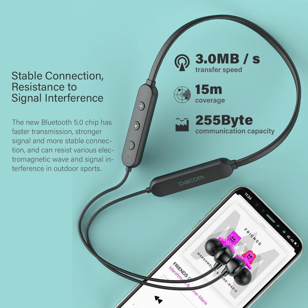 DACOM L03X шейным Спортивные наушники Bluetooth беспроводной мини стерео Встроенный