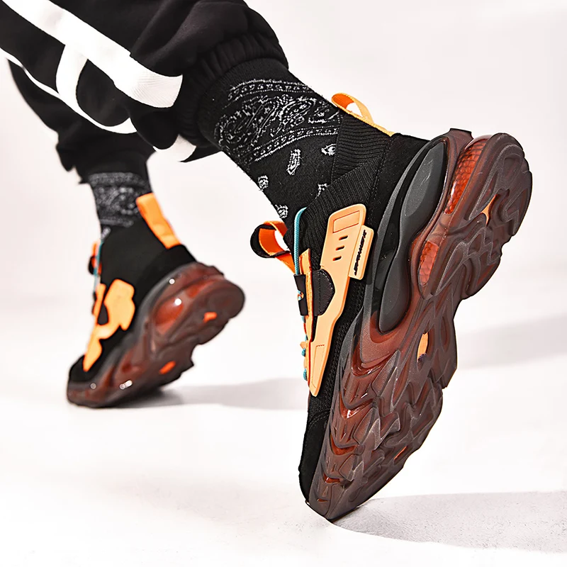 

High Quality Casual Men Shoes Comfortable Popcorn Bottom Trendy Men Socks Sneakers Flying Woven Walking Training Basket Homme