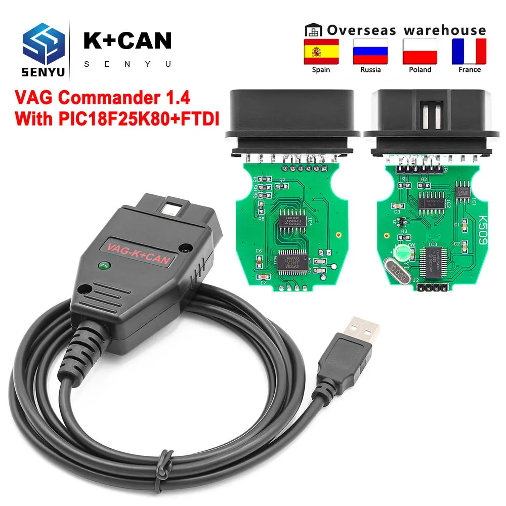 VAG Commander 1 4 K CAN FTDI PIC18F25K80 OBD2 OBD 2 + Автомобильные диагностические инструменты
