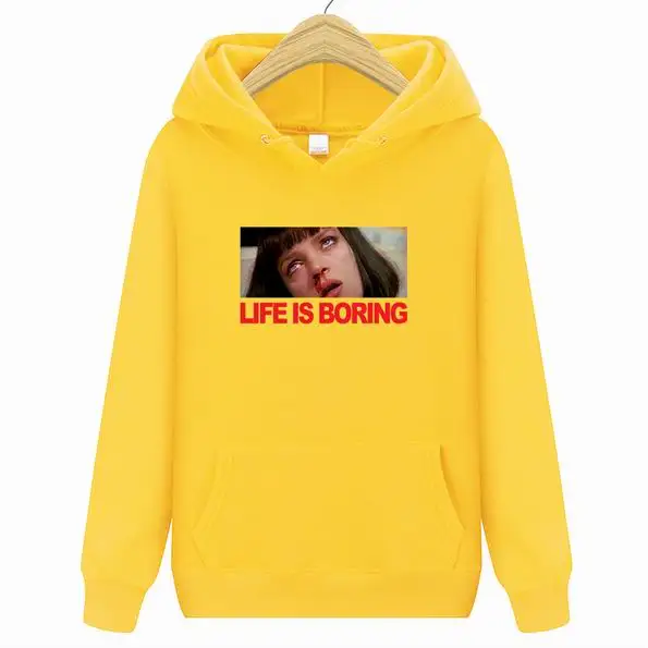 Новая модная мужская толстовка с принтом «Life is Boring», толстовка в стиле хип-хоп, черная куртка, Мужская одежда, Hombre Marca, с капюшоном - Цвет: yellow
