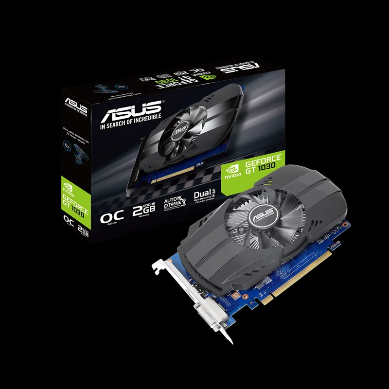 Видеокарта Asus PH-GT1030-O2G GeForce GT 1030 2 Гб Phoenix Fan OC Edition HDMI-совместимая с DVI | Компьютеры и