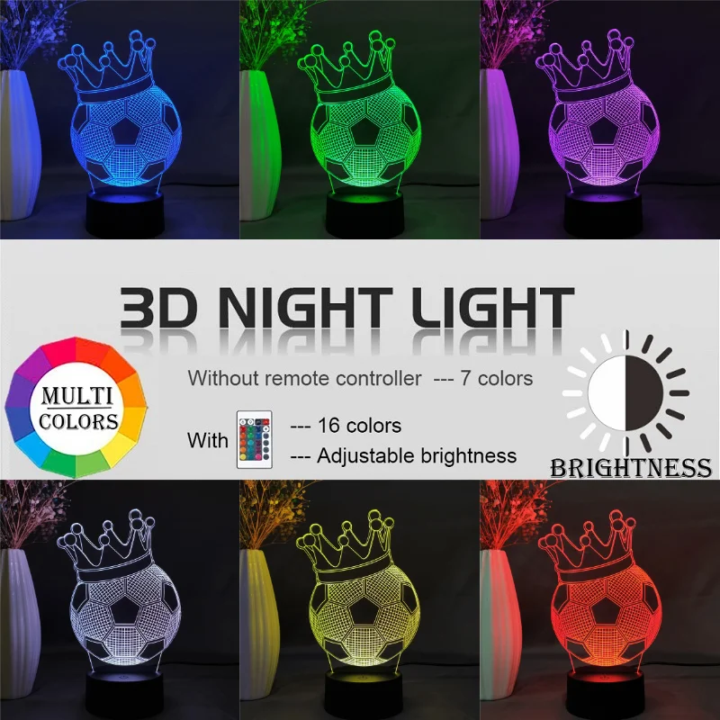 СВЕТОДИОДНЫЙ ночник в виде футбольной короны украшение для спальни настольная