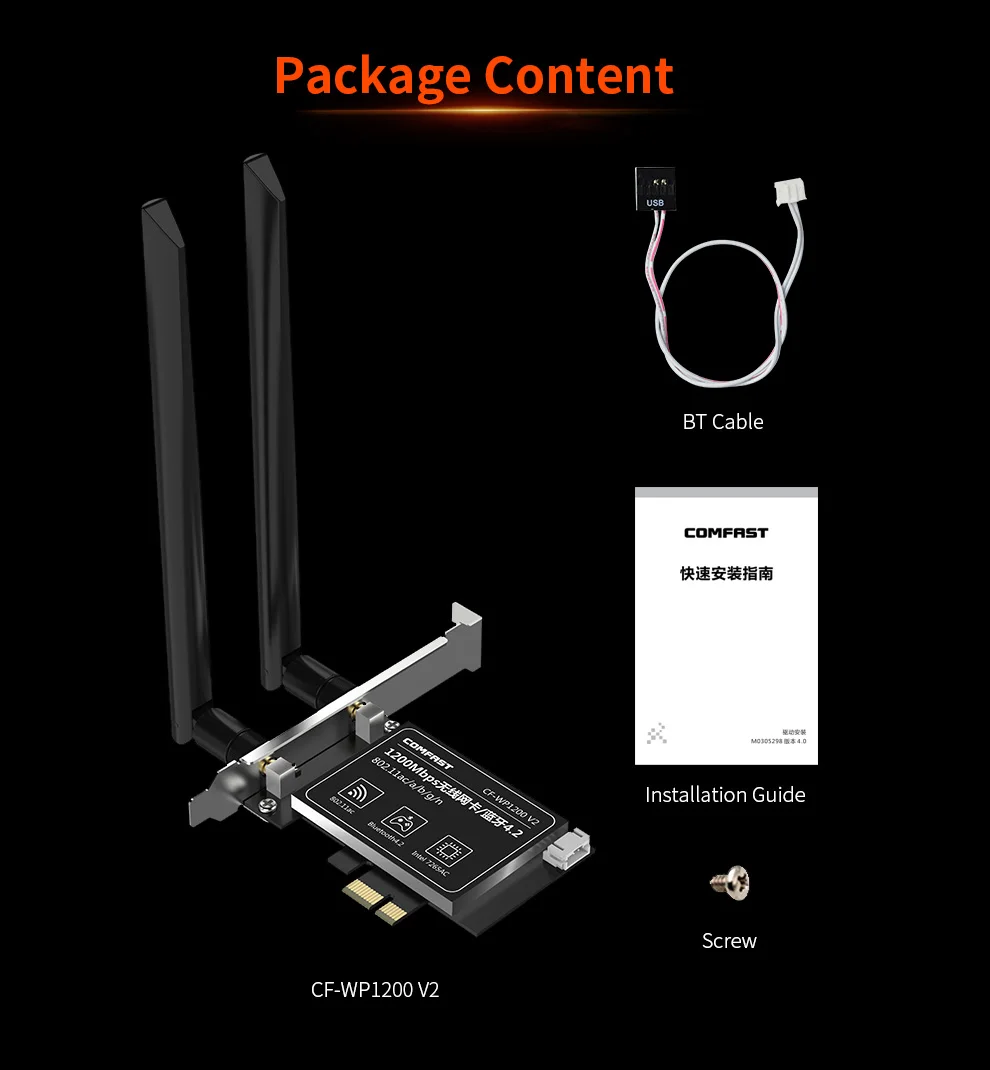

COMFAST 1200Mbps PCI Express Bluetooth 4.2 WiFi Adapter Dual Band 2.4G/5GHz 802.11AC Intel 7265AC PCIe Wireless Network Card