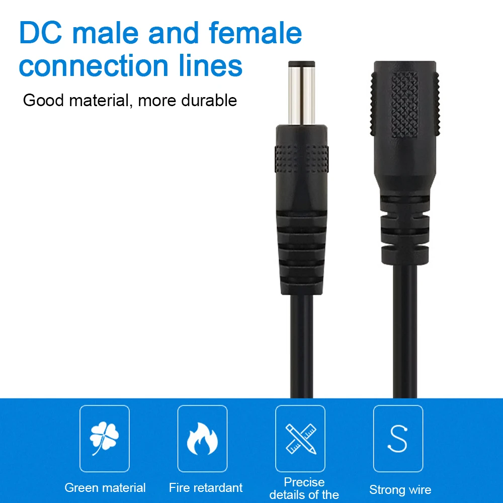 

DC 12V Power Extension Cord PVC Connector Male-To-Female Power Cord For CCTV Surveillance Cameras Solar Panels IP WIFI Cameras