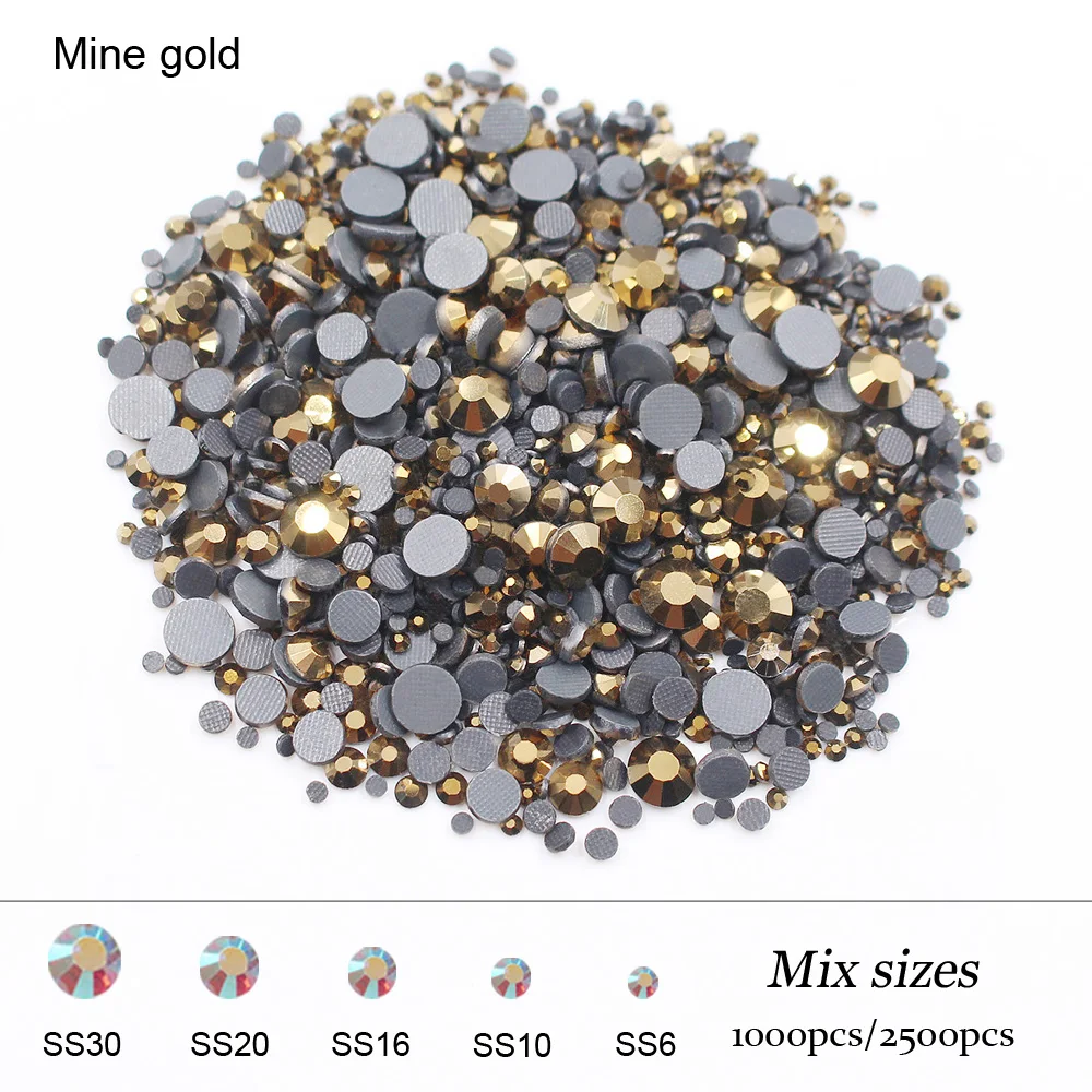 Кристалл страз 2500 шт. смешанные размеры круглые стразы с плоской спинкой Стразы
