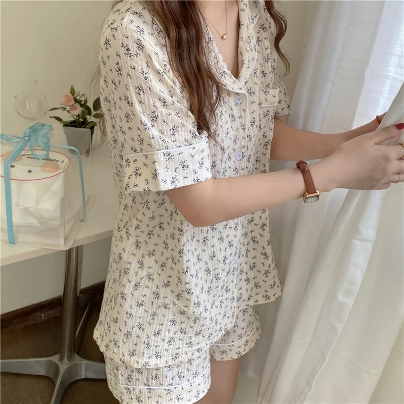 

2021 Florals Stylish Outwear Hot Sleepwear Brief Summer Printing New Chic All Match Homewear Two Piece Pajamas Sets