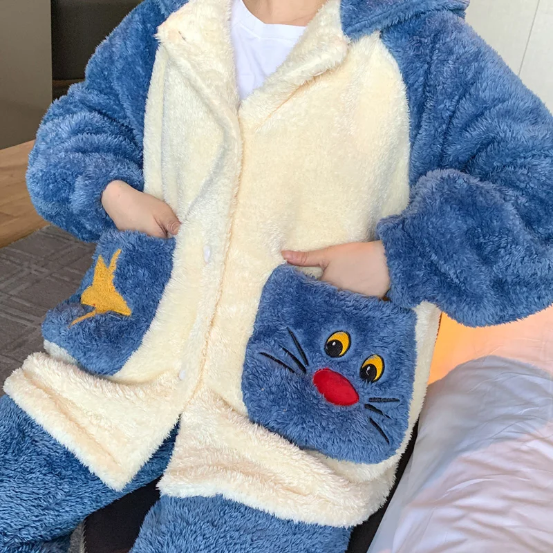 Winter Pajamas Women Sleepwear Plush Inspissate Nightgown Hooded High Quality Packed Thicken женский Loose Version Pajama Set