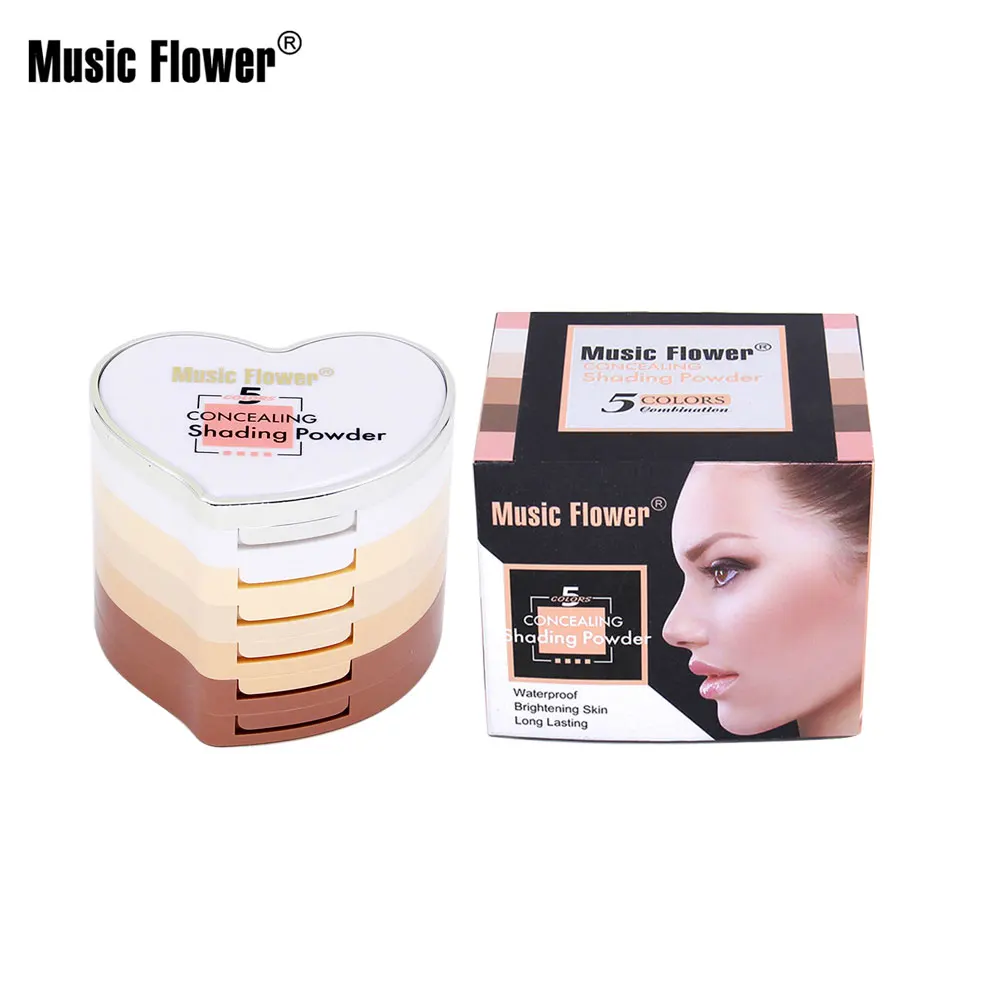 5 цветов в форме сердца сокрытие затенение Волшебная пудра комплект с губкой