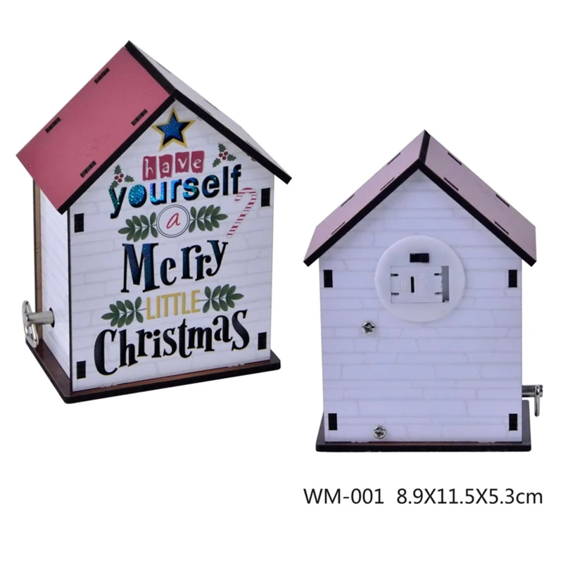 

3D Wooden Puzzle Assembled Luminous Christmas House Music Box DIY Table Decoration Birthday Gift