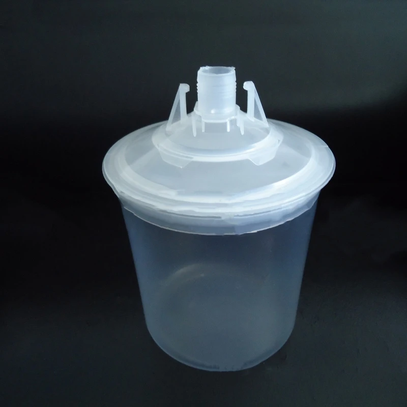 

600ML Transparent Plastic Paint Mixing Cups Inner Cup with Lids for Spray-Gun K3KD