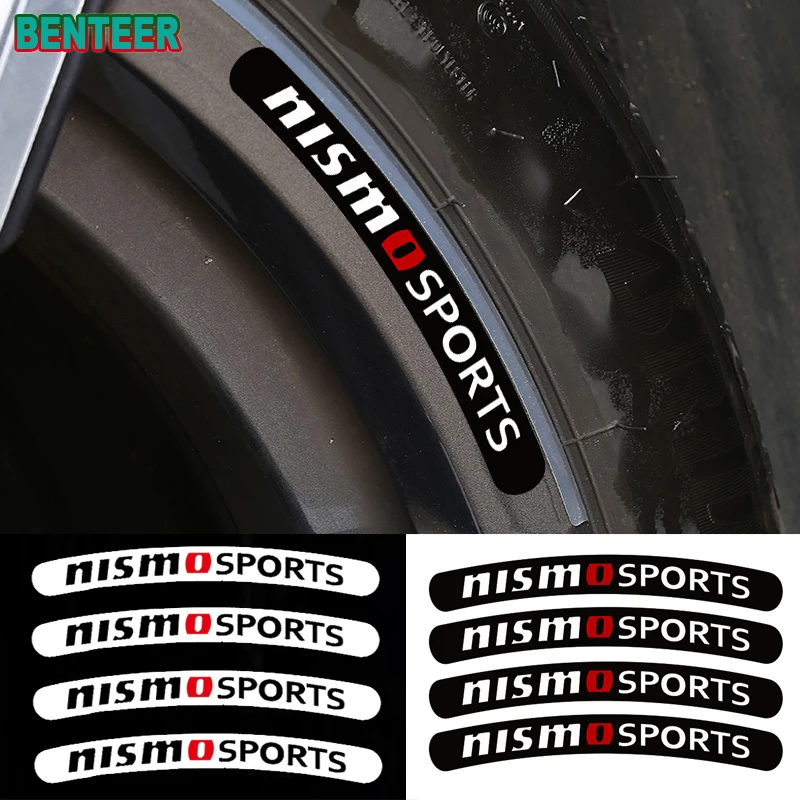 

4pcs Reflective Nismo Car Rim Sticker For Nissan Tiida Sunny QASHQAI J10 J11 MARCH LIVINA TEANA X-TRAI